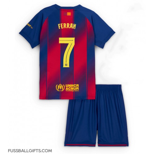 Barcelona Ferran Torres #7 Fußballbekleidung Heimtrikot Kinder 2025-26 Kurzarm (+ kurze hosen)